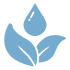 Blue leaf and water drop icon.