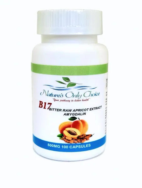 B17 apricot extract supplement bottle, 500mg.